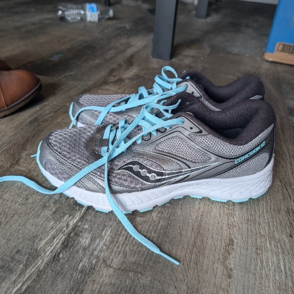 Saucony Cohesion 15 Gray and Blue Women's Shoes